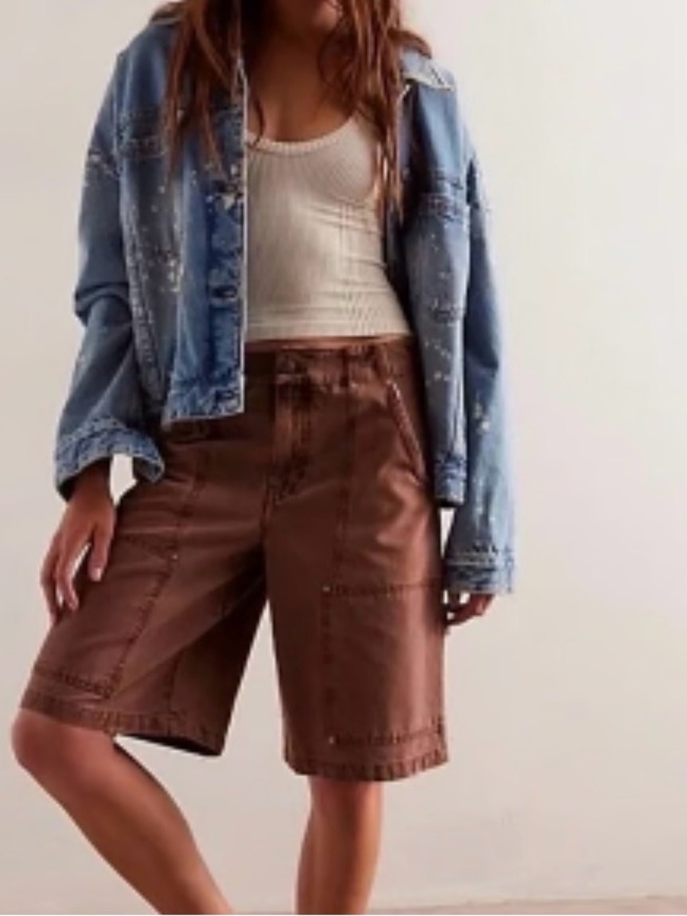 Free People Brown Bayside Carpenter Shorts